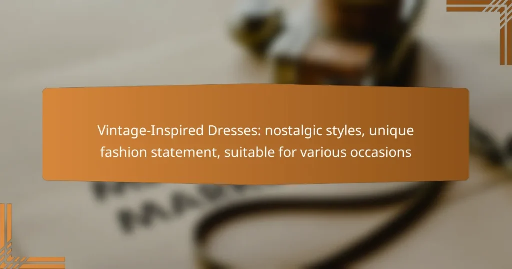 Vintage-Inspired Dresses: nostalgic styles, unique fashion statement, suitable for various occasions